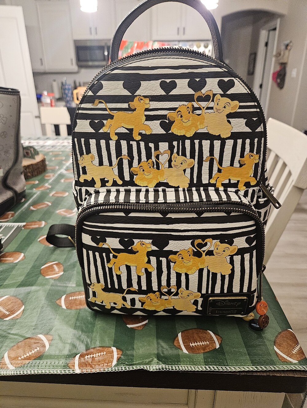 Disney Loungefly Yellow Simba Pattern Black & White Mini Backpack And Wallet